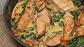 Lachs mit Spinat in Sahnesauce