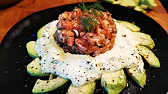 Lachstatar mit Avocado und Wasabicreme