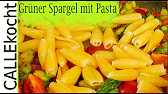 Pasta mit grünem Spargel Tomaten und Avocado-Pesto